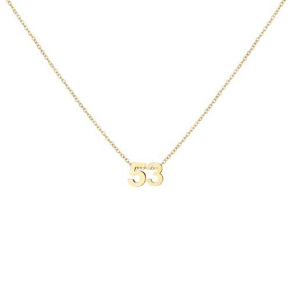 5932 18K Gold Plated Number 53 Necklace Dainty Pendant Chain Necklace